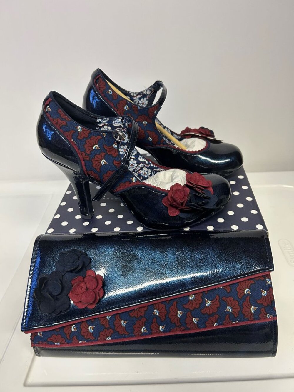 Ruby Shoo Quinn Floral Heels and Clutch Purse